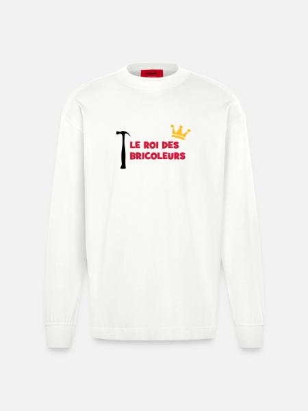 The King of Handymen - Heavyweight Oversized Organic Longsleeve Shirt Made in EU - OFF WHITE