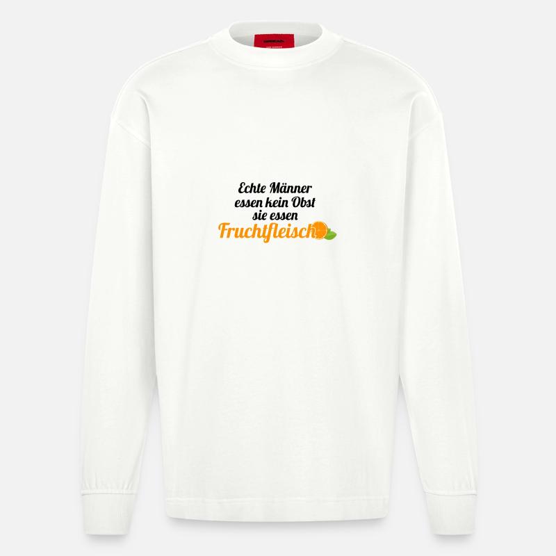 Obst Früchte Geschenkidee Früchte Funsprüche Obst - Heavyweight Oversized Organic Langarmshirt Made in EU - OFF WHITE