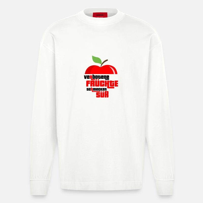 Obst Früchte Geschenkidee Früchte Funsprüche Obst - Heavyweight Oversized Organic Langarmshirt Made in EU - OFF WHITE
