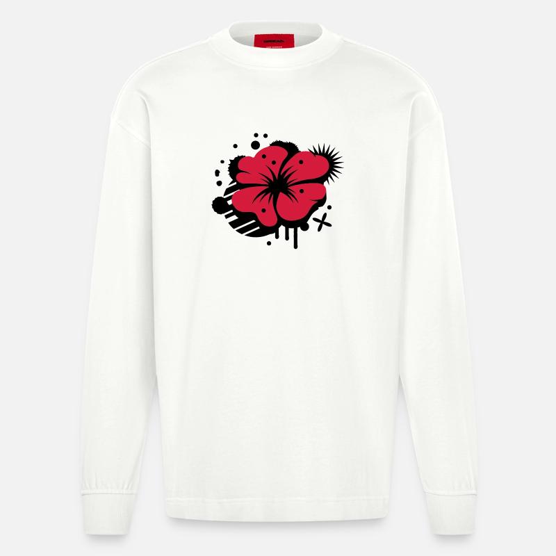 Klatschmohn als Graffiti - Heavyweight Oversized Organic Langarmshirt Made in EU - OFF WHITE