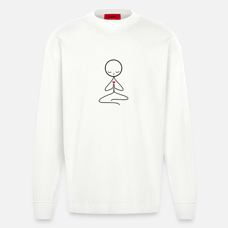 meditation - Heavyweight Oversized Organic Longsleeve Shirt Made in EU - OFF WHITE