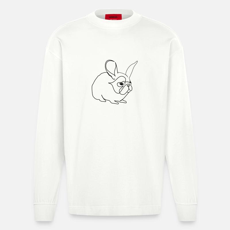 Hase oder Mops - Heavyweight Oversized Organic Langarmshirt Made in EU - OFF WHITE