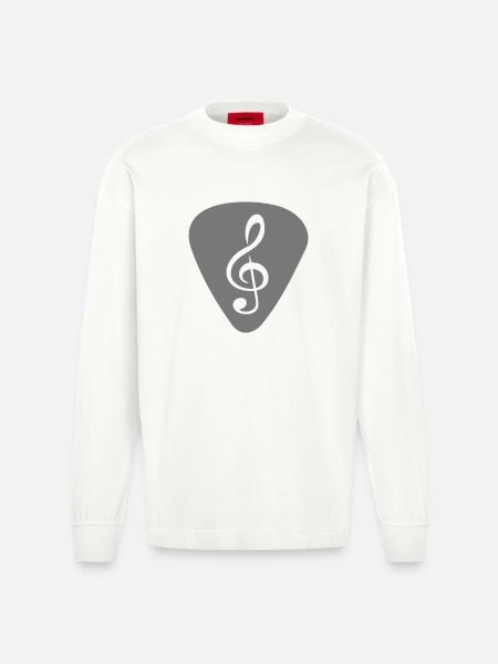 plektrum_notenschluessel - Heavyweight Oversized Organic Longsleeve Shirt Made in EU - OFF WHITE