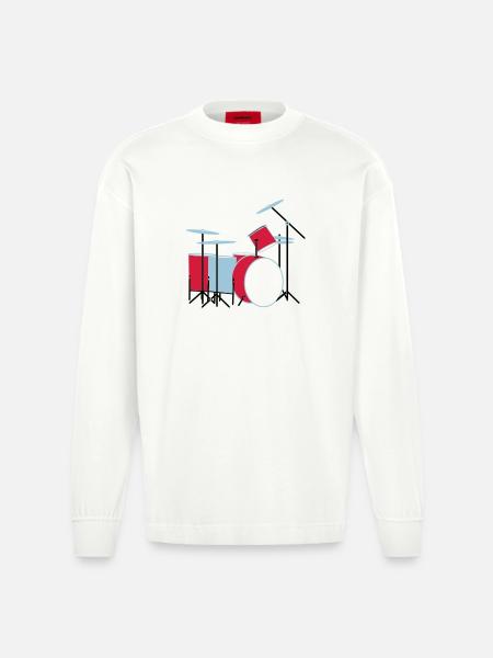 coloured_drums - Heavyweight Oversized Organic Langarmshirt Made in EU - OFF WHITE