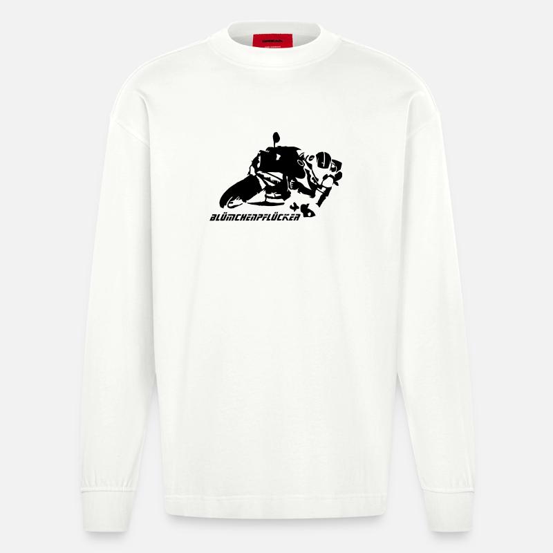 Blümchen-Pflücker Hanging off - Heavyweight Oversized Organic Langarmshirt Made in EU - OFF WHITE
