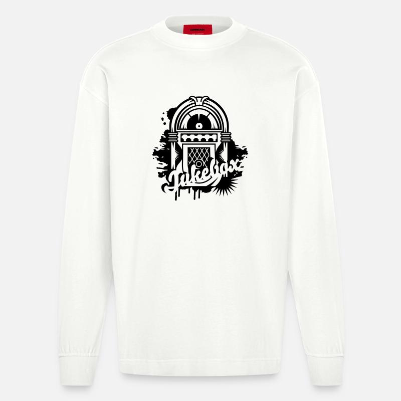 Jukebox Graffiti - Heavyweight Oversized Organic Langarmshirt Made in EU - OFF WHITE