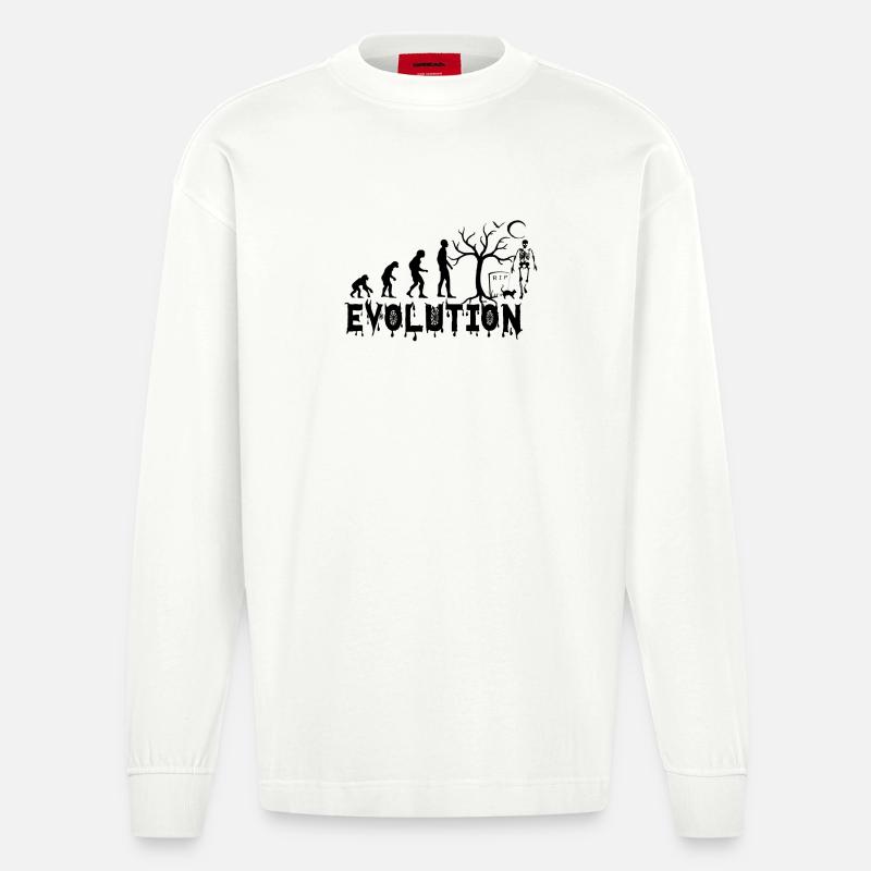 EVOLUTION HALLOWEEN Geschenk - Heavyweight Oversized Organic Langarmshirt Made in EU - OFF WHITE