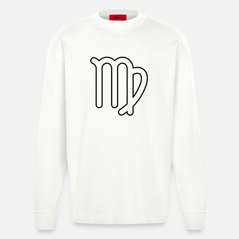 Jungfrau Sternzeichen Sternbild Tierkreiszeichen - Heavyweight Oversized Organic Langarmshirt Made in EU - OFF WHITE