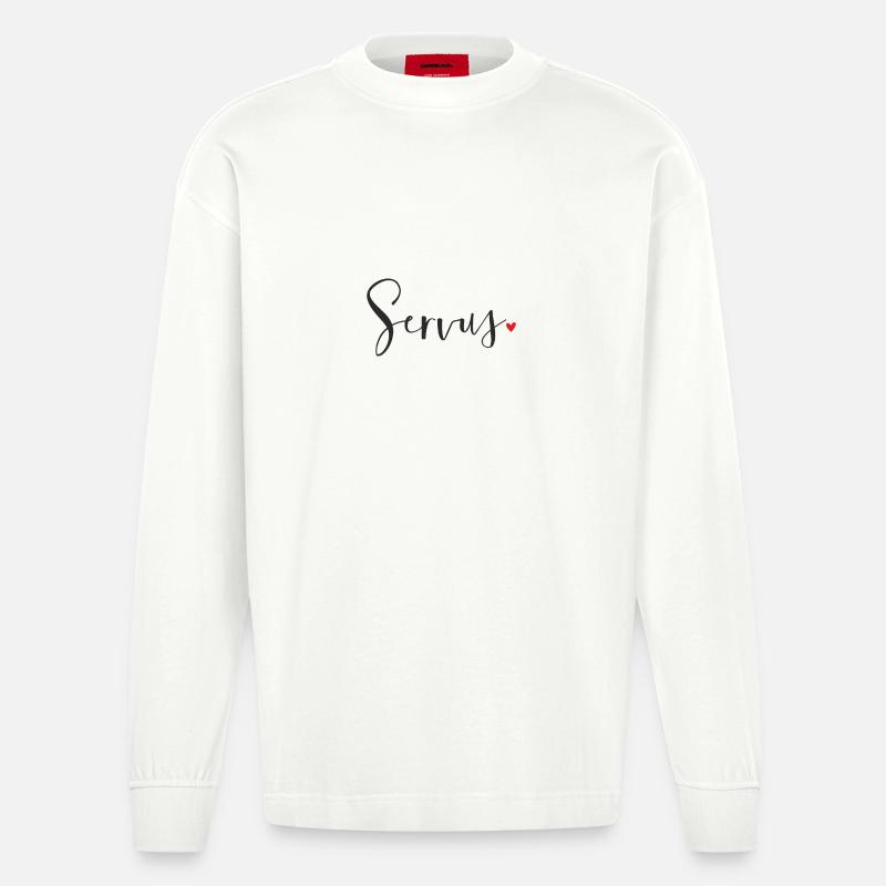 Servus Herz Dekoration Geschenk Gruß - Heavyweight Oversized Organic Langarmshirt Made in EU - OFF WHITE