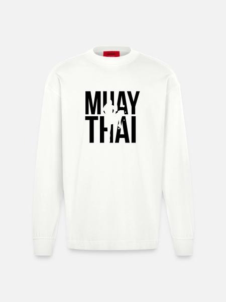 muay thai - Heavyweight Oversized Organic Longsleeve Shirt Made in EU - OFF WHITE