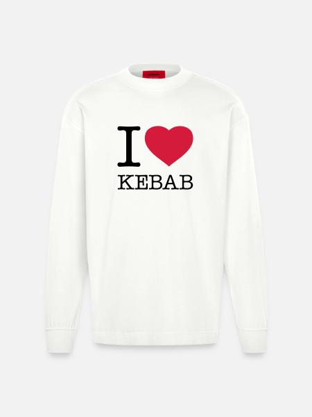 I LOVE KEBAB - Heavyweight Oversized Organic Longsleeve Shirt Made in EU - OFF WHITE