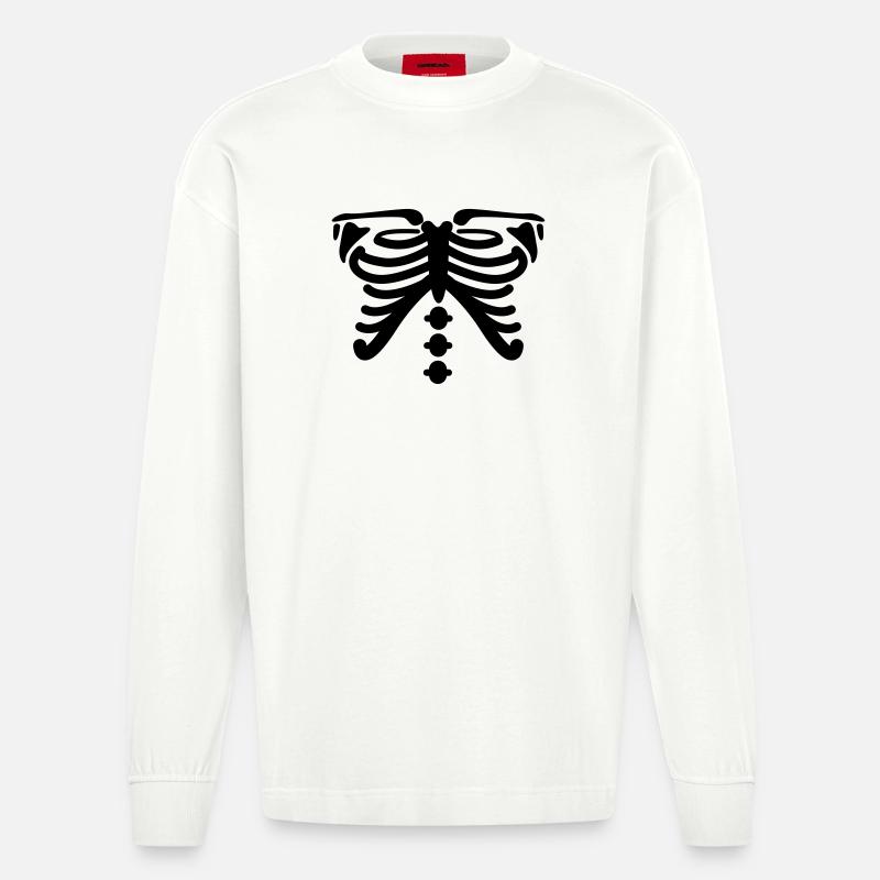 squelette - Manches longues bio épais oversize fabriqué en UE - OFF WHITE