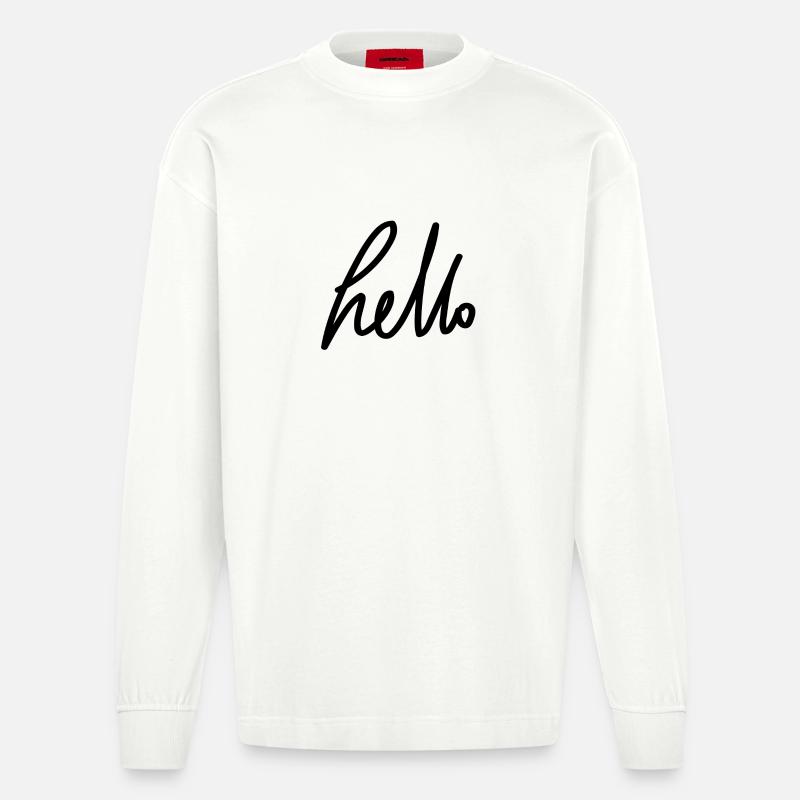 hello - Handschrift - Heavyweight Oversized Organic Langarmshirt Made in EU - OFF WHITE