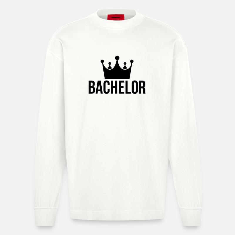 bachelor king Junggesellenabschied - Heavyweight Oversized Organic Langarmshirt Made in EU - OFF WHITE