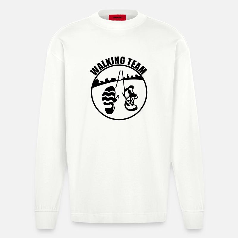 walking team - Heavyweight Oversized Organic Langarmshirt Made in EU - OFF WHITE