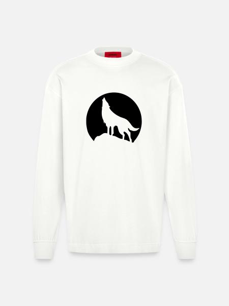 Wolf - Mond - Heavyweight Oversized Organic Langarmshirt Made in EU - OFF WHITE