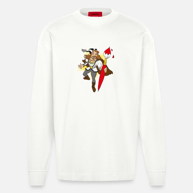 duerer-comic - Heavyweight Oversized Organic Langarmshirt Made in EU - OFF WHITE