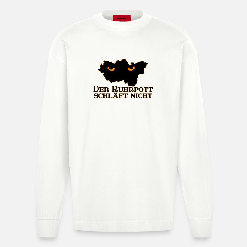 Der Ruhrpott schläft nicht - Heavyweight Oversized Organic Langarmshirt Made in EU - OFF WHITE