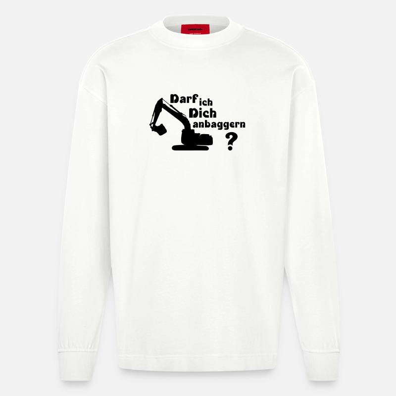 Darf ich Dich anbaggern? - Heavyweight Oversized Organic Langarmshirt Made in EU - OFF WHITE