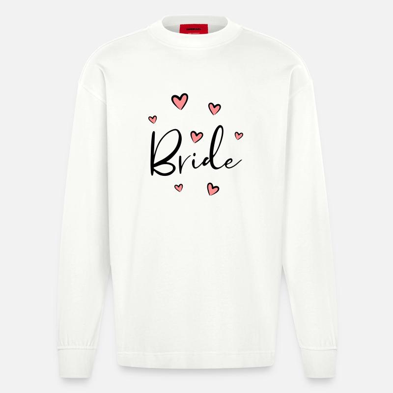 Bride Herz Junggesellinnenabschied Geschenk - Heavyweight Oversized Organic Langarmshirt Made in EU - OFF WHITE