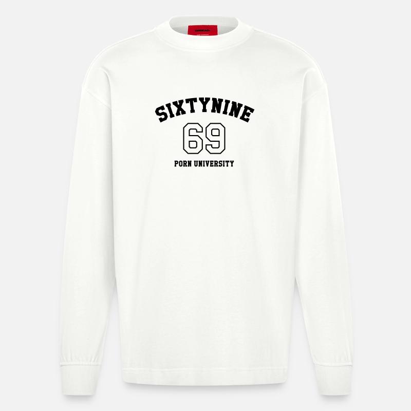 69 Porn University - Heavyweight Oversized Organic Langarmshirt Made in EU - OFF WHITE