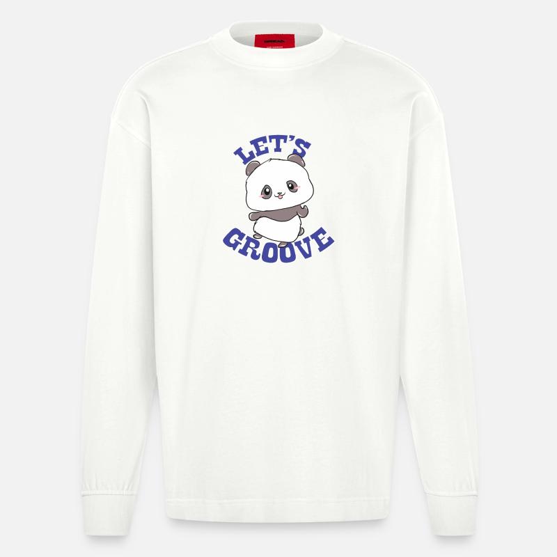 Panda - Lass Grooven - Heavyweight Oversized Organic Langarmshirt Made in EU - OFF WHITE