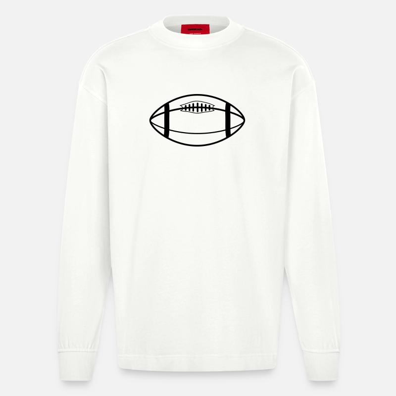 rugby ball - Heavyweight Oversized Organic Longsleeve Shirt Made in EU - OFF WHITE