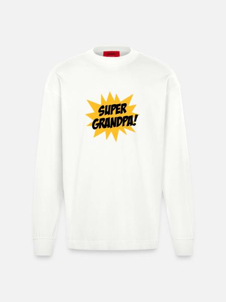 Super Grandpa ! - Heavyweight Oversized Organic Longsleeve Shirt Made in EU - OFF WHITE