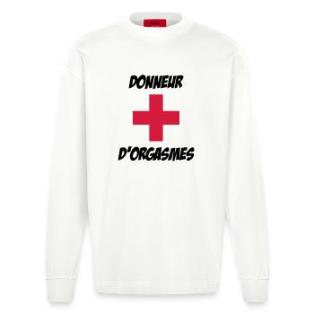 Donneur d'orgasmes ! - Manches longues bio épais oversize fabriqué en UE - OFF WHITE - Devant