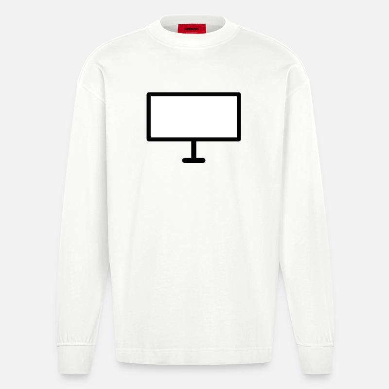 Icône de moniteur PC – Pour le bureau, les joueurs et les nerds - Manches longues bio épais oversize fabriqué en UE - OFF WHITE