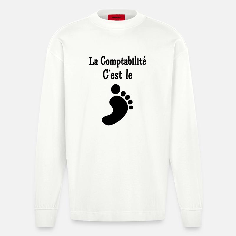 comptable / comptabilité / argent / Finance / Euro - Manches longues bio épais oversize fabriqué en UE - OFF WHITE