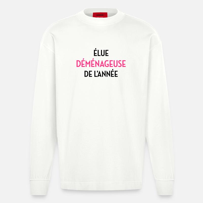 frachtführer / möbelpacker / mover / bewegen - Heavyweight Oversized Organic Langarmshirt Made in EU - OFF WHITE