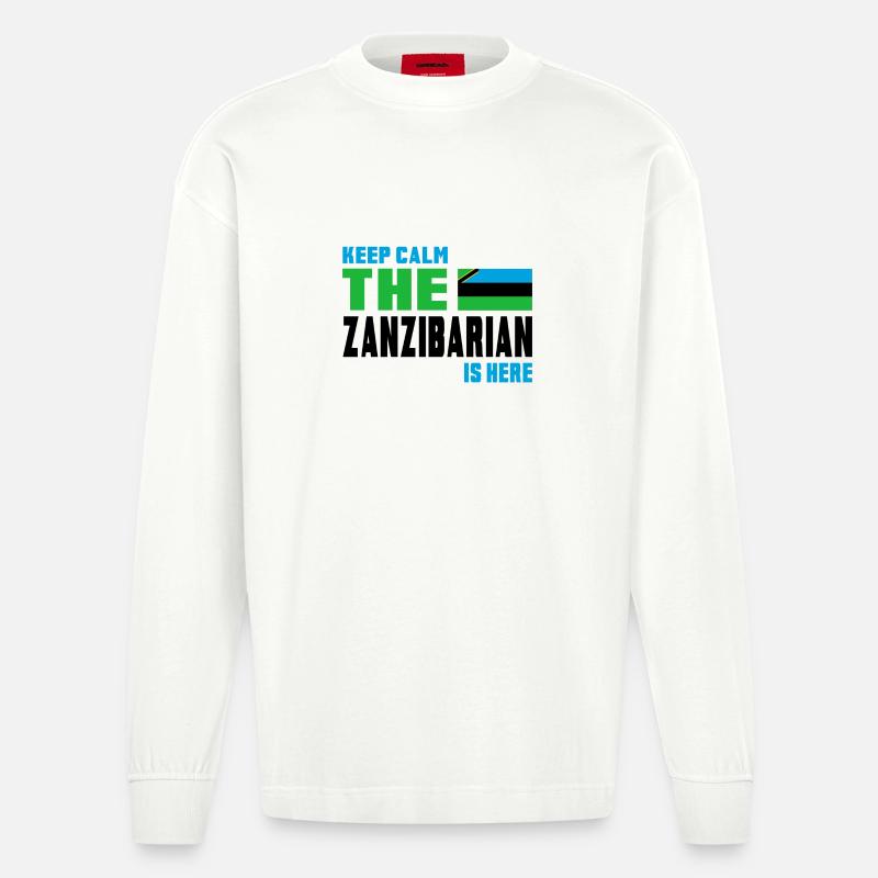 Keep Calm Design / Geschenk Tansania - Heavyweight Oversized Organic Langarmshirt Made in EU - OFF WHITE