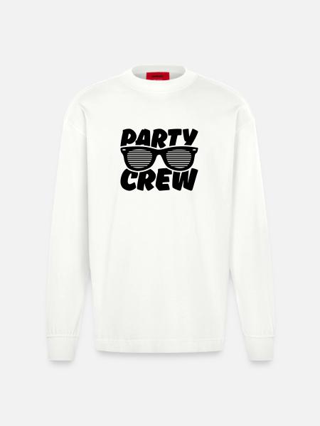 party crew - Heavyweight Oversized Organic Langarmshirt Made in EU - OFF WHITE