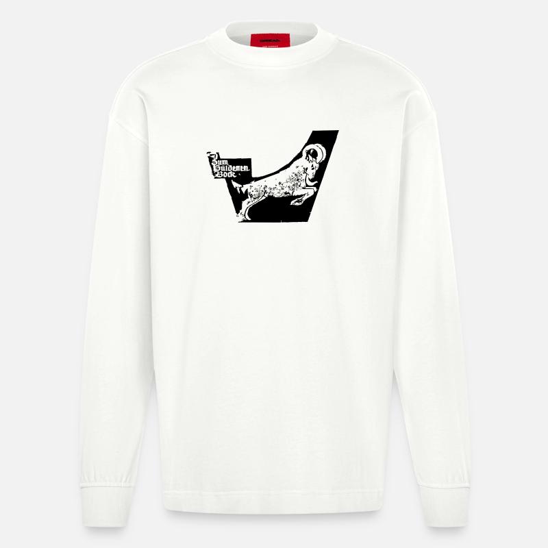 Gueldenerbock, Tradition, Gaststätte, Chemnitz - Heavyweight Oversized Organic Langarmshirt Made in EU - OFF WHITE