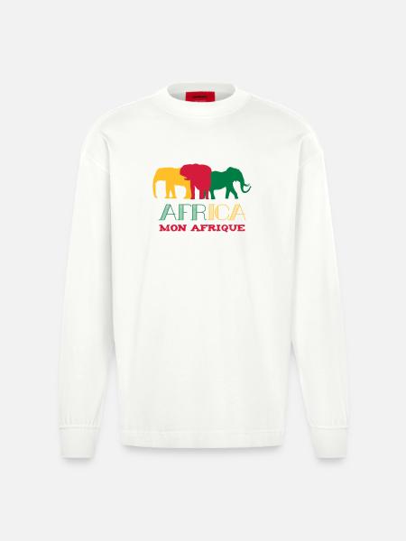 Africa Mon Afrique / Art / Design - Heavyweight Oversized Organic Longsleeve Shirt Made in EU - OFF WHITE