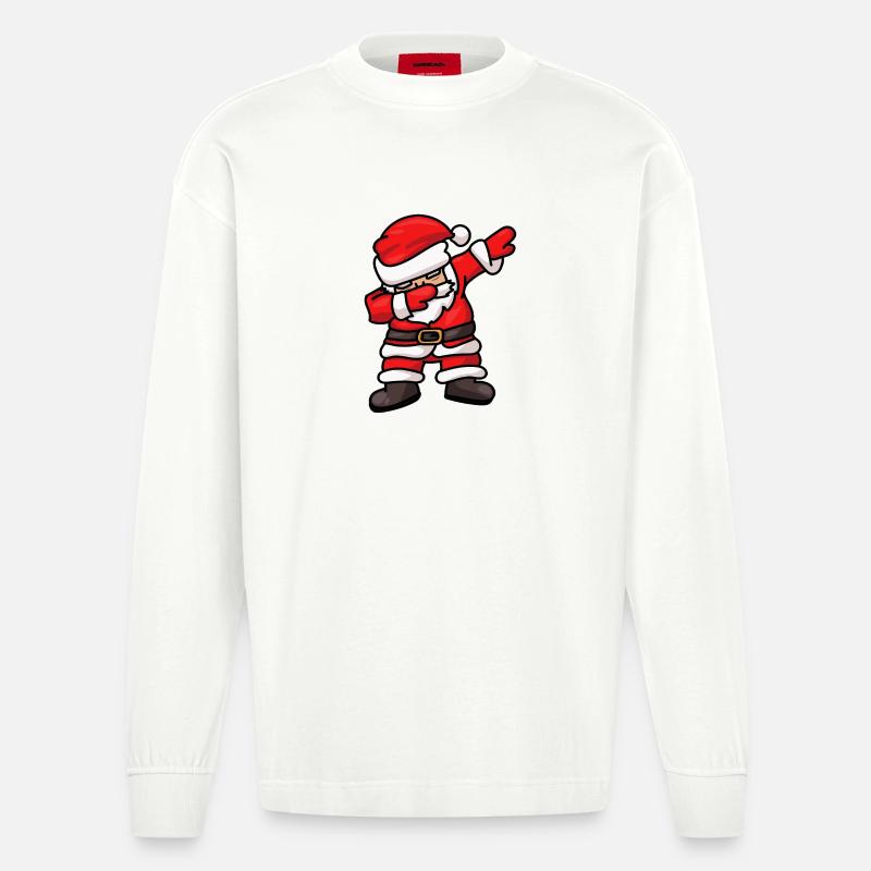 Dabbing Santa Weihnachtsmann Dab Dance - Heavyweight Oversized Organic Langarmshirt Made in EU - OFF WHITE