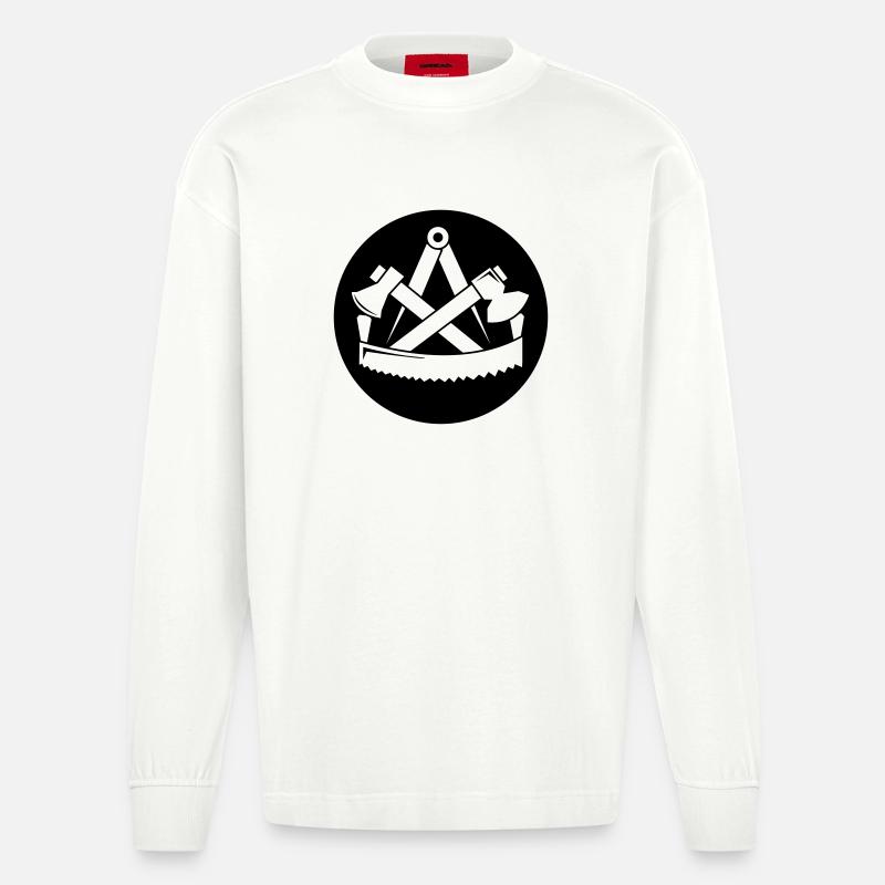Zunftzeichen Zimmerer - Heavyweight Oversized Organic Langarmshirt Made in EU - OFF WHITE