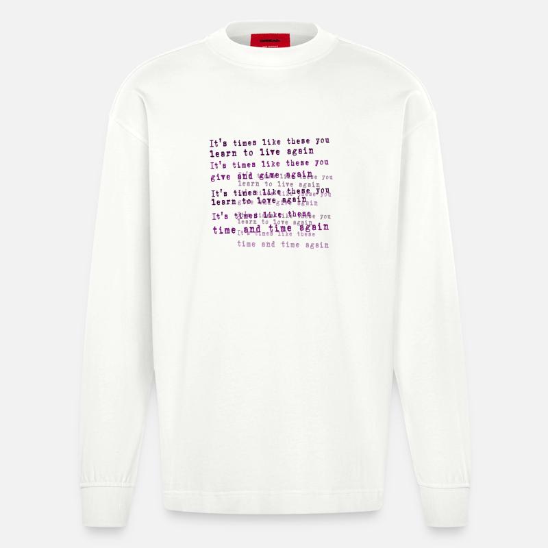Foo Fighters Lyrik - Heavyweight Oversized Organic Langarmshirt Made in EU - OFF WHITE