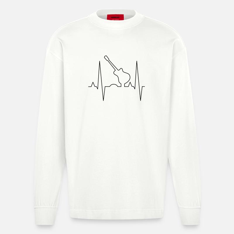 Conception d’impression de guitare - Manches longues bio épais oversize fabriqué en UE - OFF WHITE