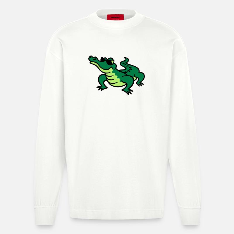 Cool Croc - Heavyweight Oversized Organic Langarmshirt Made in EU - OFF WHITE