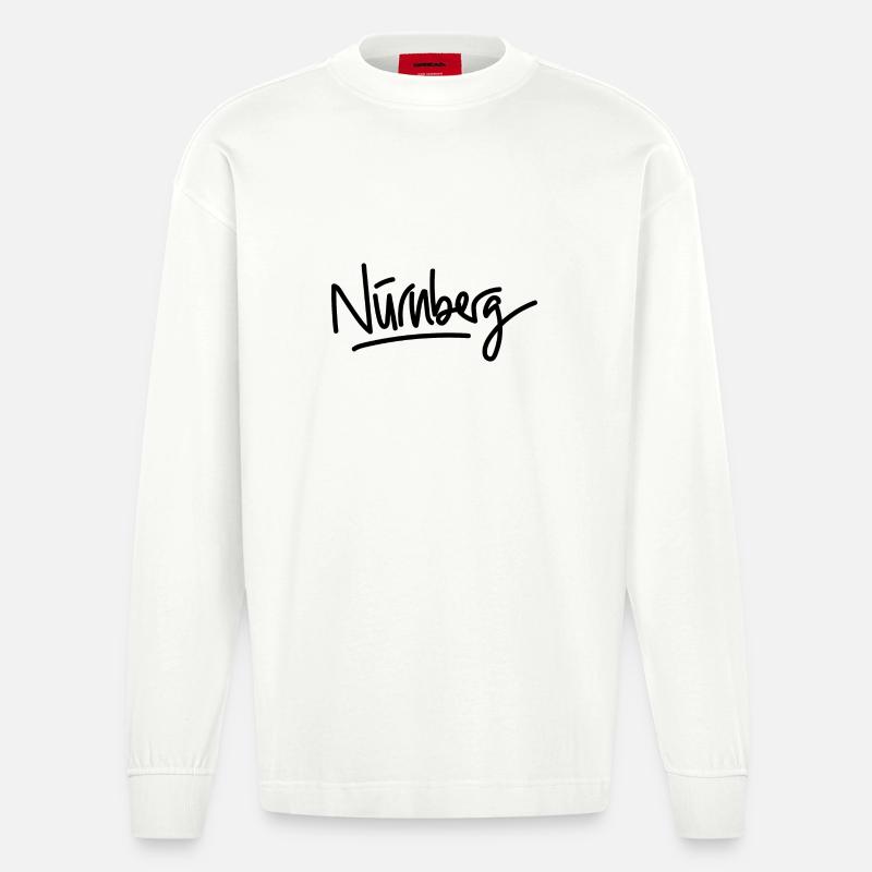 Nuremberg - écriture - Manches longues bio épais oversize fabriqué en UE - OFF WHITE