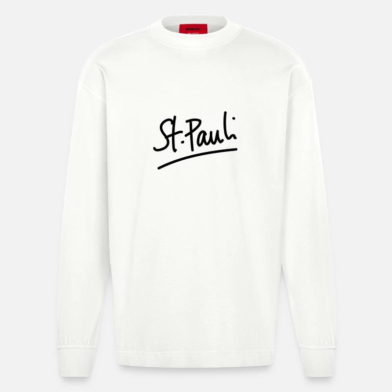 St. Pauli - écriture - Manches longues bio épais oversize fabriqué en UE - OFF WHITE