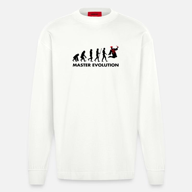 Master Evolution Prüfung Bestanden Schulabschluss - Heavyweight Oversized Organic Langarmshirt Made in EU - OFF WHITE