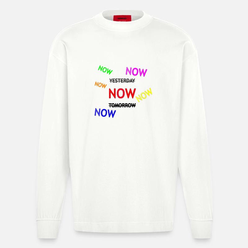 Illustration de texte de rappel dynamique - Manches longues bio épais oversize fabriqué en UE - OFF WHITE