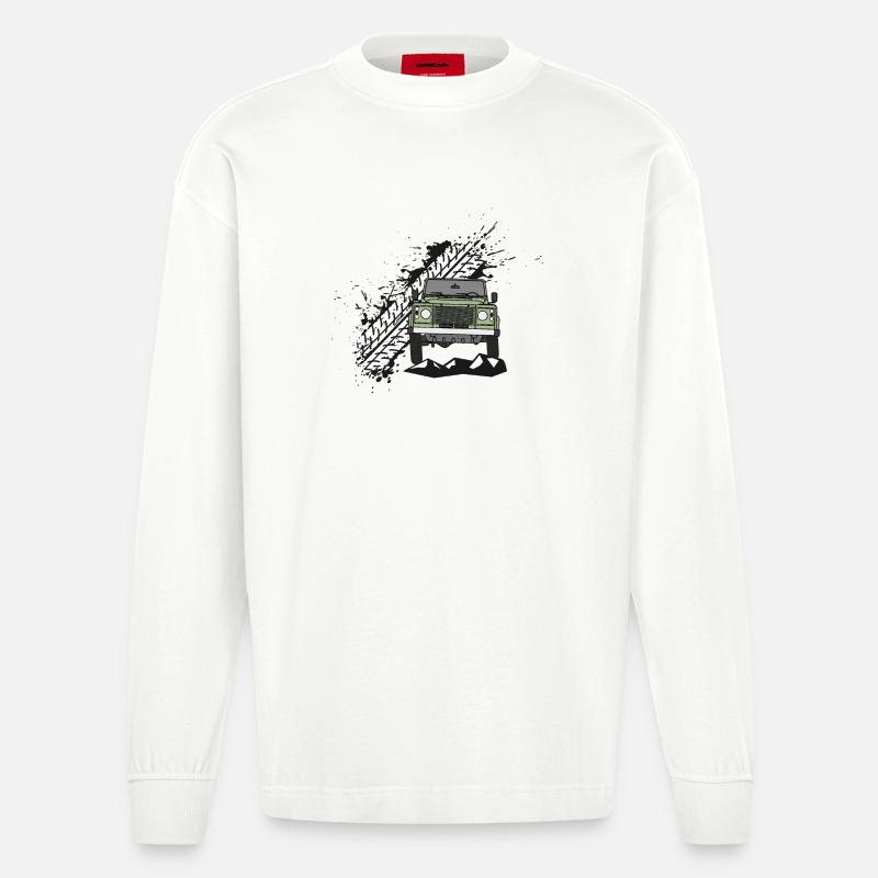 Defender Splash Front - Heavyweight Oversized Organic Langarmshirt Made in EU - OFF WHITE