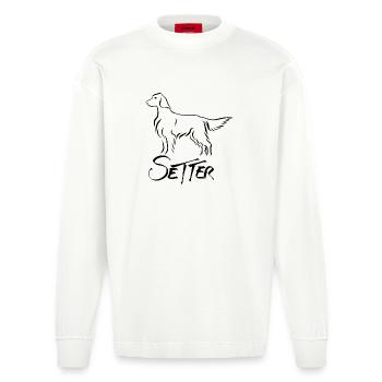 Setter stehend - Heavyweight Oversized Organic Langarmshirt Made in EU - OFF WHITE - Vorne