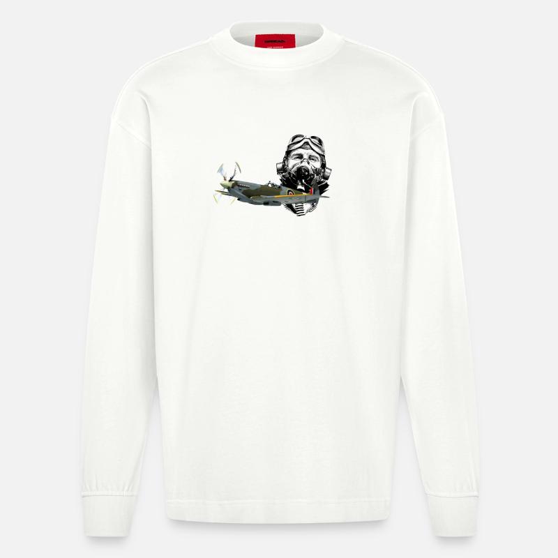 Pilot Spitfire - Heavyweight Oversized Organic Langarmshirt Made in EU - OFF WHITE