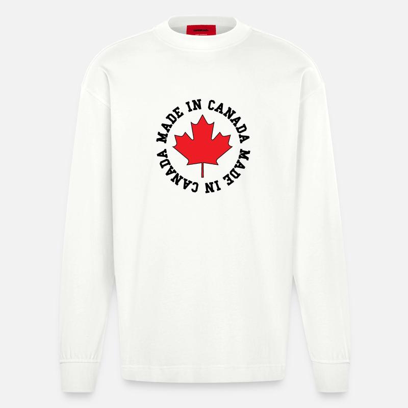 Made in Canada – Ahornblatt Statement - Heavyweight Oversized Organic Langarmshirt Made in EU - OFF WHITE