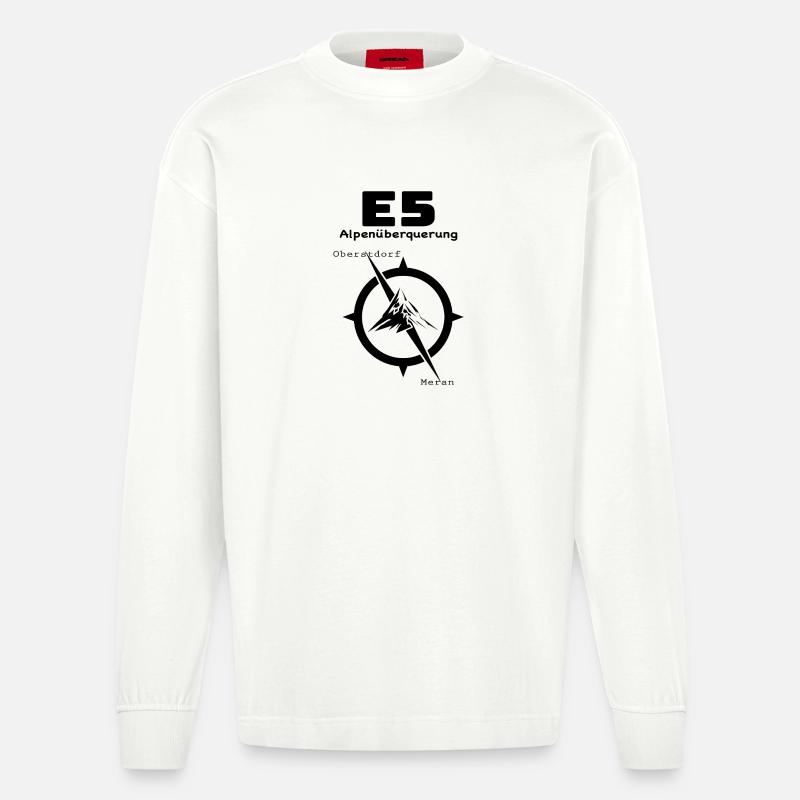E5 Alpenüberquerung - Heavyweight Oversized Organic Langarmshirt Made in EU - OFF WHITE
